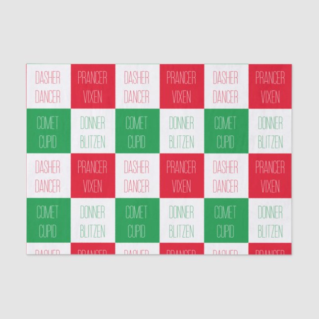 REINDEER NOMES Papel de Tecido (Frente )