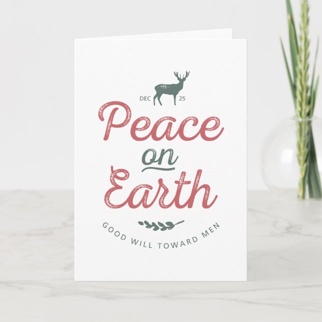 Reindeer Peace sobre o cartão de Natal da Terra (Frente)