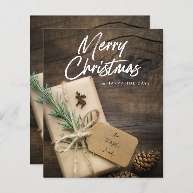 Reindeer Russo do Orçamento e Presente Feliz Natal (Frente/Verso)