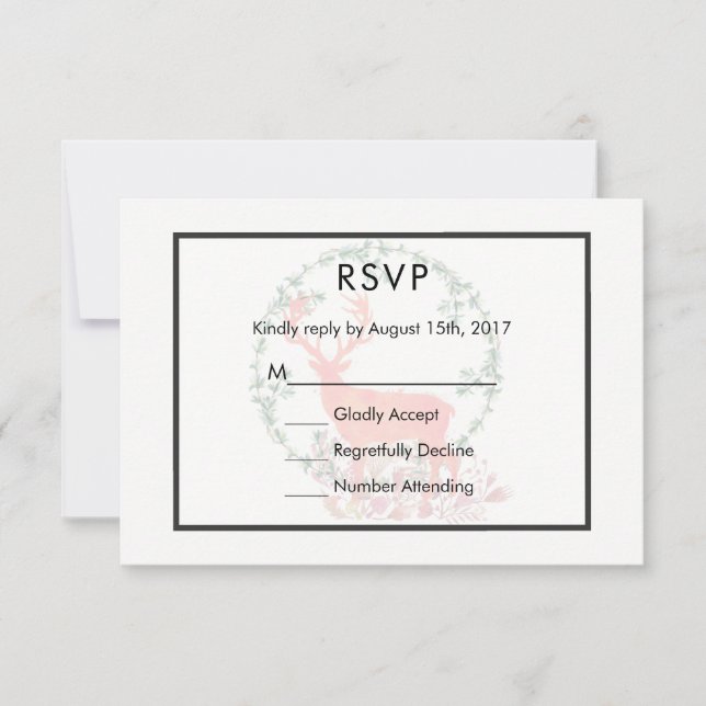 Reindeer Rustic Botanical Watercolor Wedding RSVP (Frente)