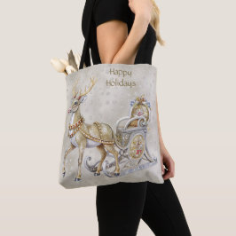 Reindeer Sleigh Holiday Tote Bag