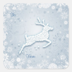 Reindeer Snowflakes Etiqueta de presente de Natal