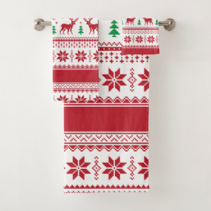 Reindeer & Snowflakes Fair Isle Bath Toalha Conjun