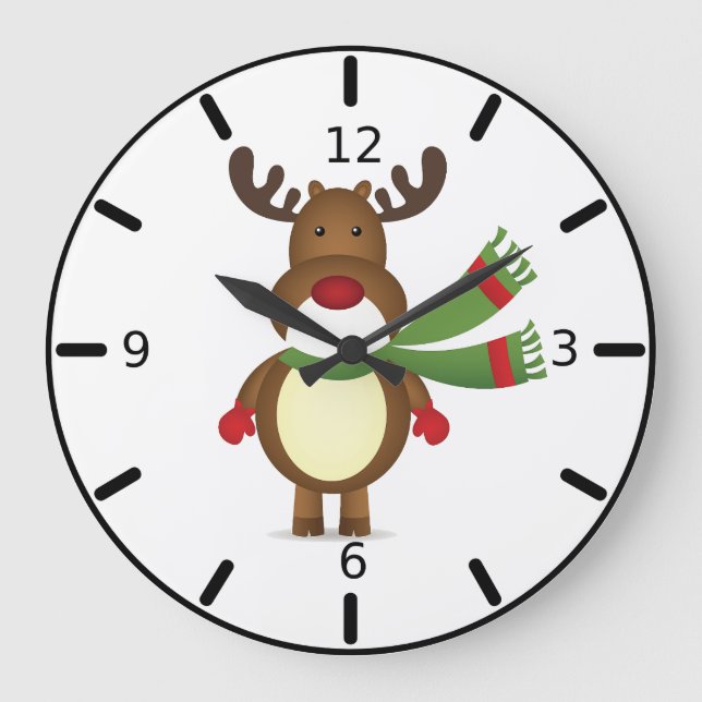 Reindeer Vestindo um Relógio de Parede Verde Escar (Frente)