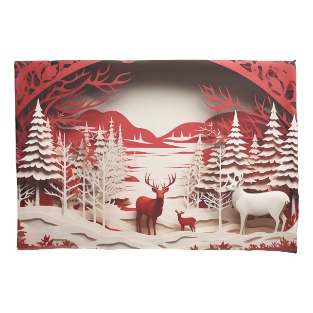 Reindeiros 3D em inverno Florestal (Frente)