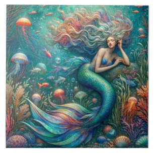 Reino de Coral da Sereia - Azulejo de Fantasia Oce