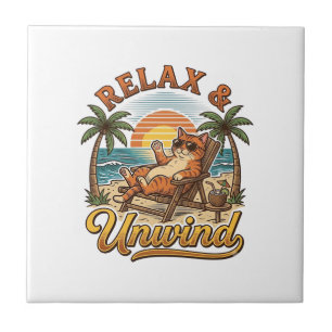 Relaxar & Descontrair Gato de Praia Design de Grav