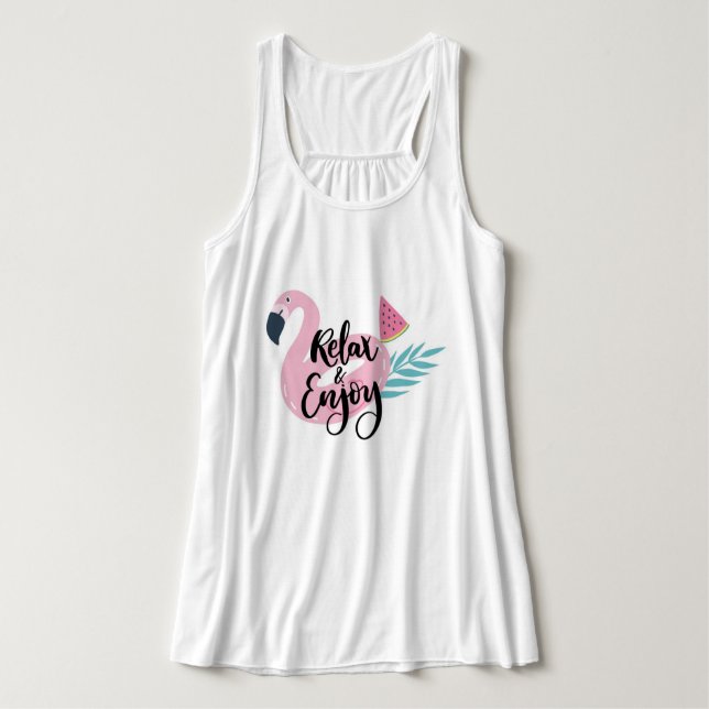 Relaxe e desfrute do Flamingo Tank Top (Frente do Design)