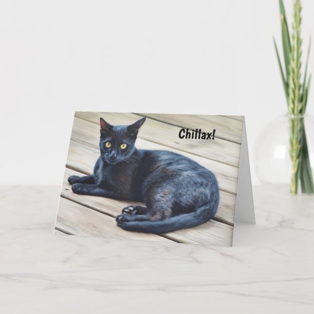 Relaxe e diversão do Cartão de Aniversário do Cat  (Frente)