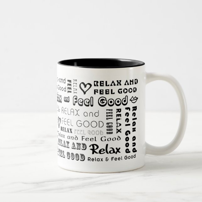 ::: Relaxe & sinta bom (preto)::: Caneca (Direita)