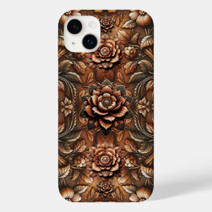Relevo em Couro Falso com Estampa Floral Vintage