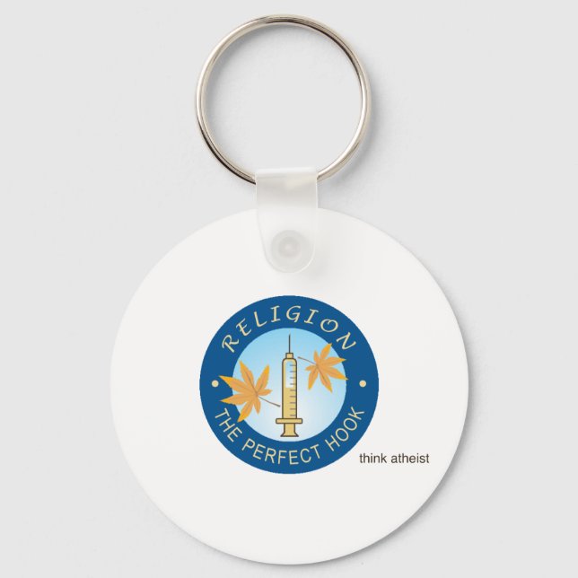 Religião como Chaveiro de Botão Clássico de Drogas (Frente)