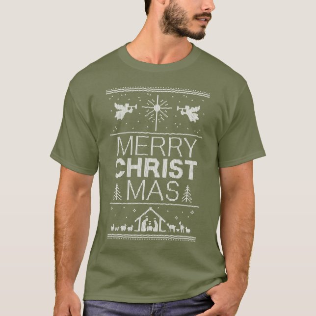 Religião Cristã Cristo de Suéter de Natal Feio (Frente)