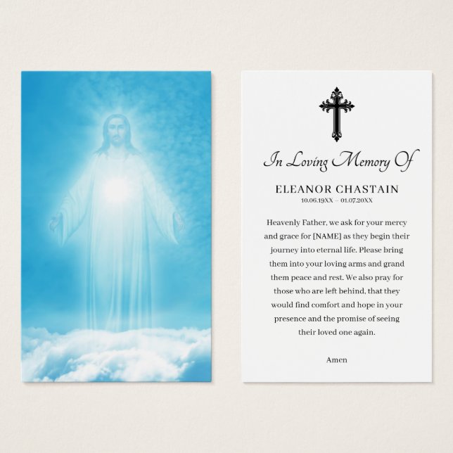 Religious Funeral Sympathy Memorial Prayer Cards (Frente & Verso)