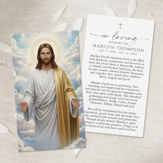 Religious Jesus Remembrance Sympathy Prayer Card (Criador carregado)