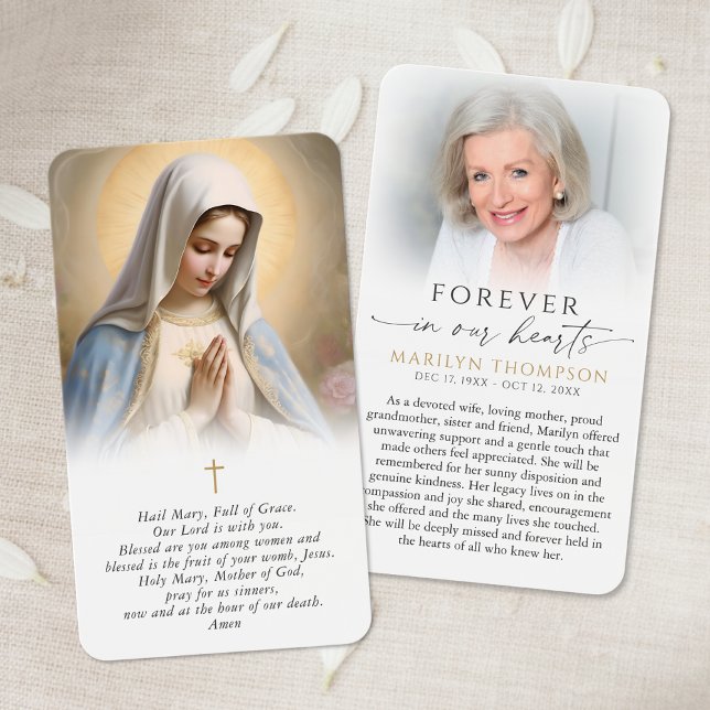 Religious Virgin Mary Cross Funeral Prayer Card (Criador carregado)