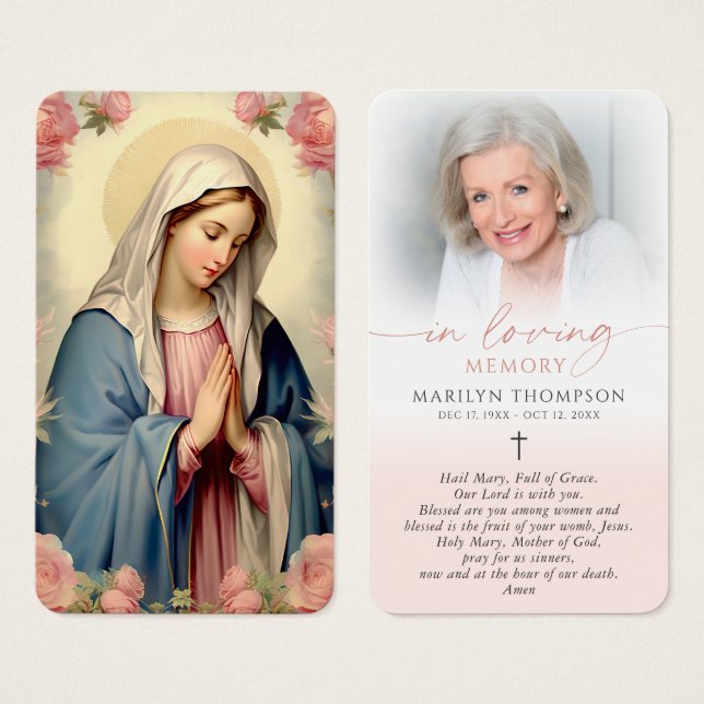 Religious Virgin Mary Cross Prayer Card (Frente & Verso)