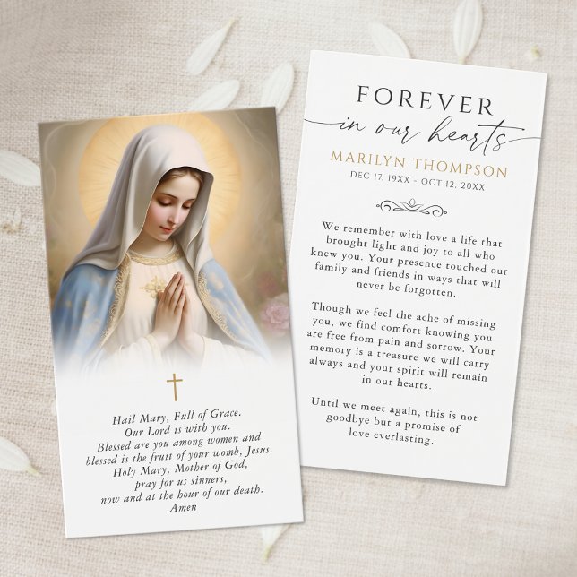 Religious Virgin Mary Photo Sympathy Prayer Card (Criador carregado)