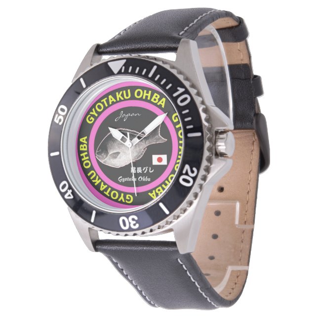 Relógio 尾長グレ！japan（クロメジナ）生命たちへ感謝を捧げます。各自さまで文字変更、印字可能です。 (Angular)