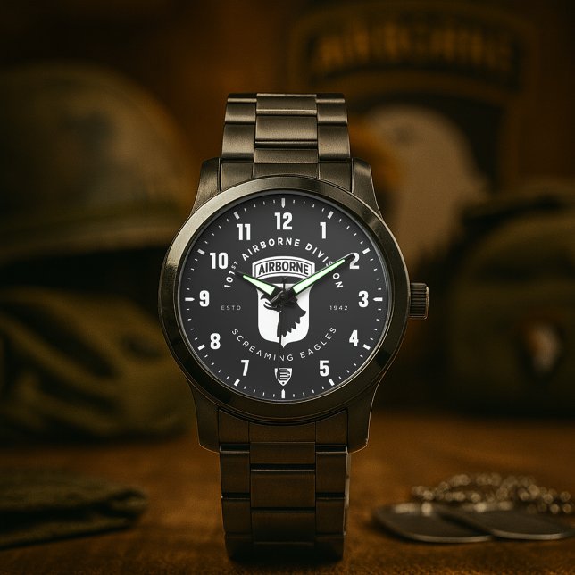 Relógio 101st Airborne Division "Screaming Eagles" Tribute (101st Airborne Division "Screaming Eagles" Tribute Black Stainless Steel Watch)