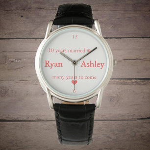 Relógio 10 anos de ⚭ casados (com nomes)
