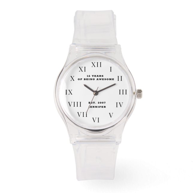 Relógio 16.º aniversário Doce Dezesseis Rosa Engraçada (Frente)