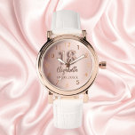 Relógio 18º Aniversário rosa dourado<br><div class="desc">Um presente para um aniversário de 18 anos. Uma cor de fundo rosa dourada. Adicionar um nome, data</div>