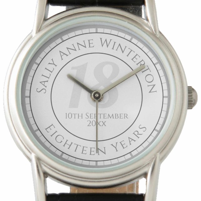 Relógio 18.ª comemoração de aniversário com nome, idade e  (Criador carregado)