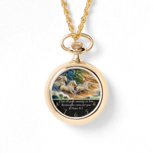 Relógio 1 Peter 5:7 cachoeiras no vale