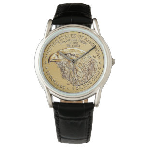 Relógio 2021, American Dourado Eagle Watch