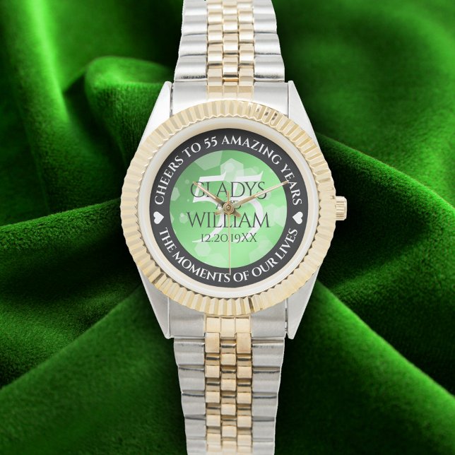 Relógio 20 Elegante 38º aniversário do casamento do Emeral (Elegant 55th Emerald Wedding Anniversary Wristwatch Cover Photo)