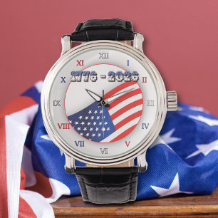 Relógio 250 Anos de Liberdade EUA 1776-2026 Patriótico
