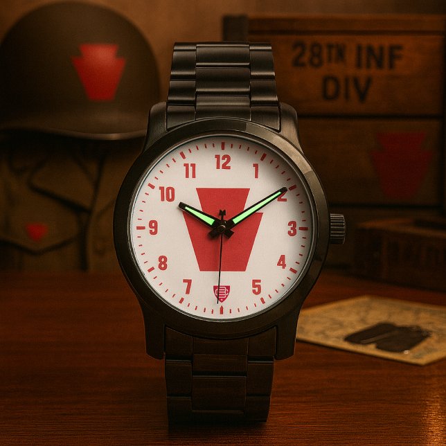 Relógio 28th Infantry Division "Bloody Bucket" Black (28th Infantry Division Bloody Bucket Tribute Black Stainless Steel Watch)