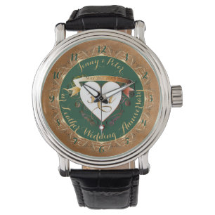 Relógio 3º Aniversário de Casamento Imagem de Couro