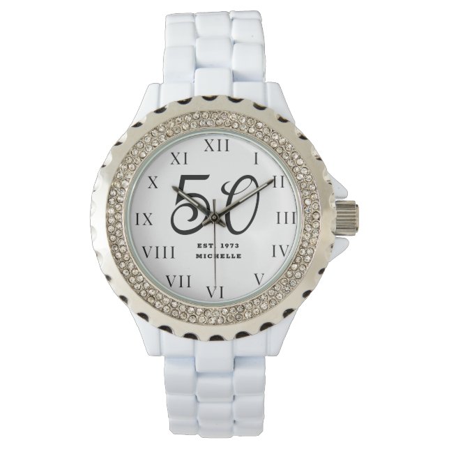 Relógio 50.º aniversário para a sua 50.ª Elegante Negra (Frente)