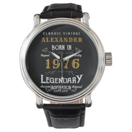 Relógio 50th Birthday Personalized Born 1976 Vintage Black