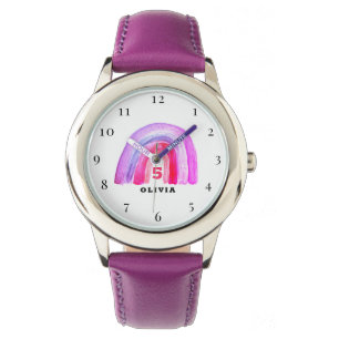 Relógio 5 Birthday 5 Anos Rapariga Roxo Rainbow Boho