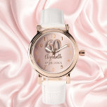 Relógio 60º Aniversário rosa dourado<br><div class="desc">Um presente para um aniversário de 60 anos. Uma cor de fundo rosa dourada. Adicionar um nome, data</div>
