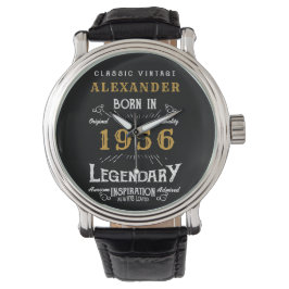 Relógio 70th Birthday Personalized Born 1956 Vintage Black