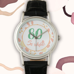 Relógio 80 Birthday Gift Motivational Funny Floral Mulher 