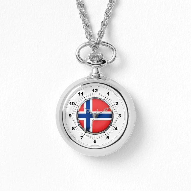 Relógio A bandeira da Noruega, Wornound Silver Watch (Frente)