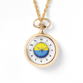 Relógio A bandeira de Wenound Dourado Watch, da Ucrânia, f