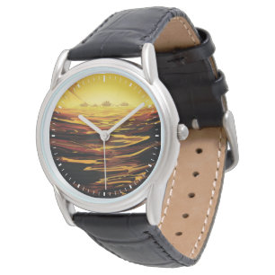 Relógio A maior lua de Poster-Saturno do espaço retrô, Tit