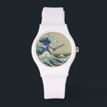 Relógio A onda do Excelente de Kanagawa<br><div class="desc">O Excelente Wave Watch O Excelente Wave de Kanagawa, também conhecido como A Onda do Excelente ou simplesmente A Onda, é um impressão de bloco de madeira do artista japonês Katsushika Hokusai. Exemplo de arte ukiyo-e, ela foi publicada entre 1830 e 1833 como a primeira na série 36 Views do...</div>