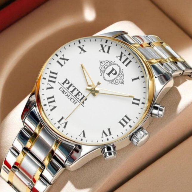 Relógio A simple Personalized Name Initial Monogram  (Criador carregado)