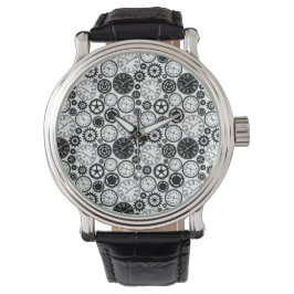 Relógio A wristwatch with a detailed gear-patterned face