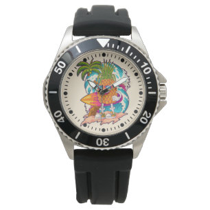 Relógio Abacaxi surfando