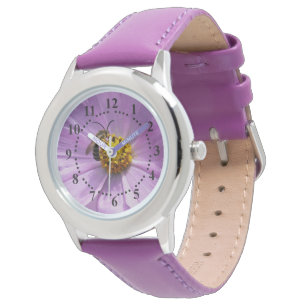 Relógio Abelha em flor roxa