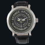 Relógio Abelha Negra Promocional de apicultura<br><div class="desc">Comercialize sua empresa de apicultura com este relógio de pulso preto e promocional de ouro clássico com banda de couro. Design apresenta uma abelha francesa vintage e marfim composto e borda pontilhada em ouro. Ideal para o marketing do seu nome no mercado de agricultores, eventos educacionais, feiras de apicultura e...</div>