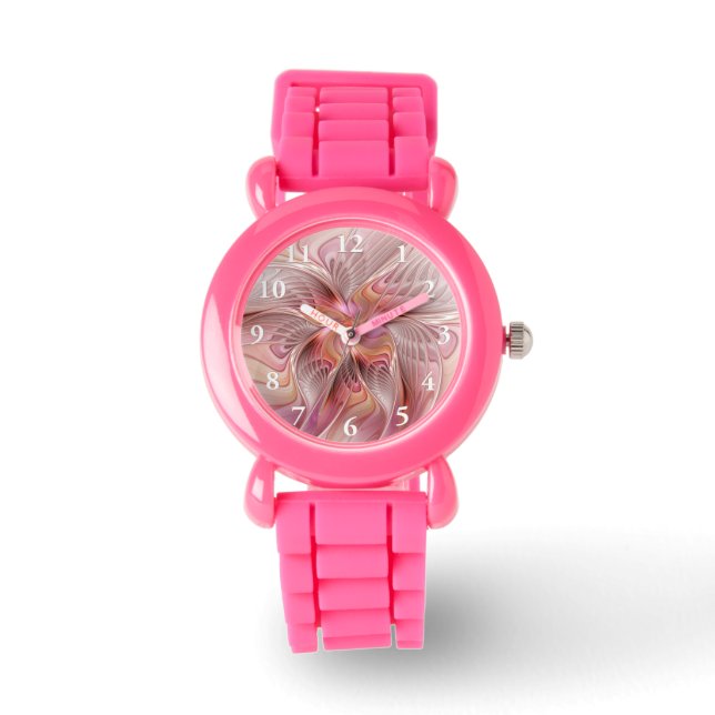 Relógio Abstrato Butterfly Fantasy Fractal Arte Colorida (Frente)